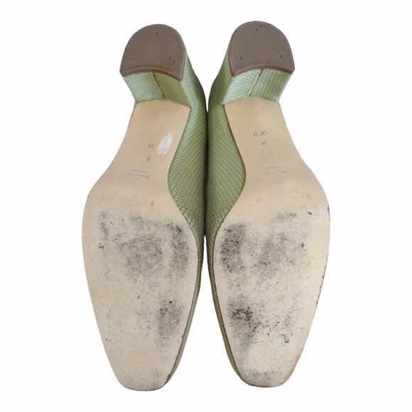 BANDOLINO Iridescent Green Pumps Size 8M Preppy Classic Block Heels Clean Simple - Picture 10 of 11